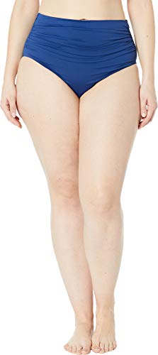 LAUREN RALPH LAUREN Plus Size Bias Tribal Ikat Shirred High-Waisted Pant Indigo 22W