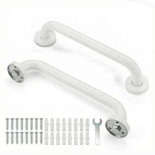 Lot de 2 Barres d'appui 30 cm de Long. Poignées de Douche 304 Acier Inox Poignée Sécurité pour Personnes Agées Barre de Douche pour Toilettes, Salle de...