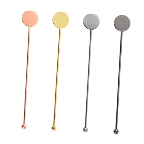 Cabilock 4pcs Stainless Steel Bar Swizzle Sticks Mixing Rods for Cocktails Coffee and Beverages Gunmetal for Home and Professional Use