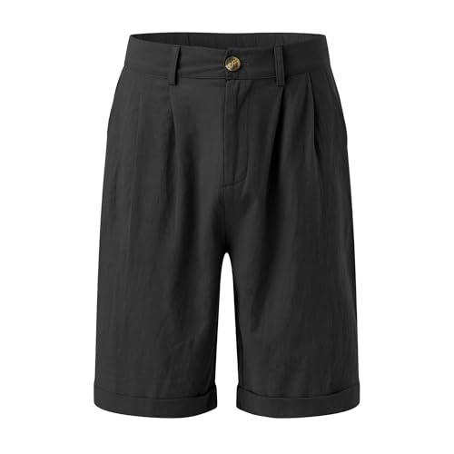 Pantalones Cortos Lino Hombre 3X-Large Negro miniatura 4