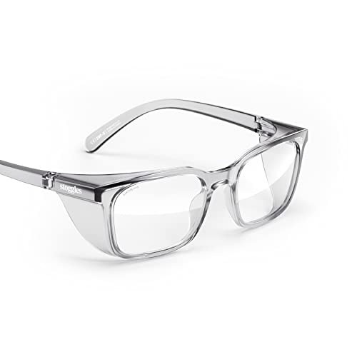 Stoggles Rectangle Z87.1 Certified Polycarbonate Safety Glasses, Scratch & Shatter-Proof, Blue-Light & UV Blocking Lens, Top & Side Shields, Anti-Fog Dip Coated, Durable, Protective & Stylish Eyewear