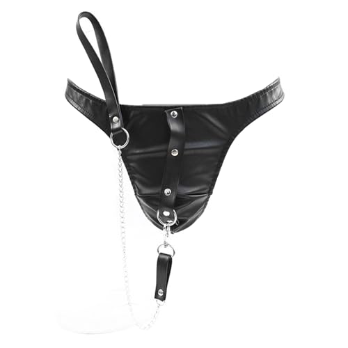 Men's Leather Thong Fashion Punk Style Pants Black Sexy Costume Accessory - Bold Biker Rock Party Wear Outfit