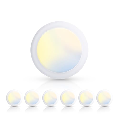 ECOELER 5CCT Selectable LED Flush Mount Ceiling Light, 6 Inch Dimmable Disc Lights, 16.5W 1100LM, Low Profile Surface Mount Ceiling Lights for Kitchen, Garage, Laundry, ETL&FCC, 6 Pack