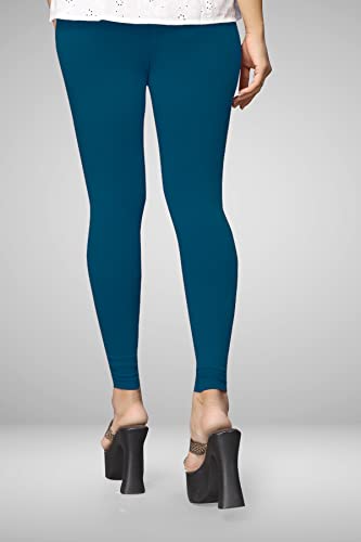 Image of Women's Cotton Skinny Leggings with Ankle Length Solid Pattern Mid Rise and Elastic Closure | Cotton Skinny Leggings for Womens