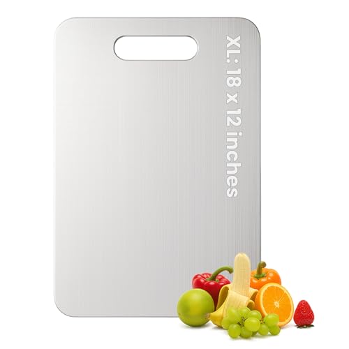 Image of Titanium Cutting Board, 100% Pure Titanium Chopping Board for Kitchen, Hygiene & Durability Double Sided Cutting Board, Non toxic Chopping Board, Dishwasher Safe (18 inch x 12 inch)