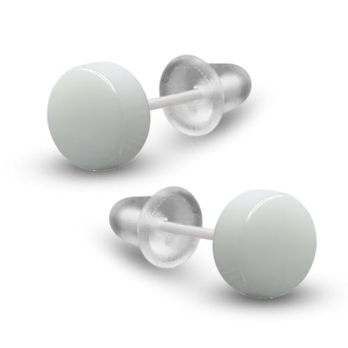 Soul-Cats Boucles d'oreilles élégantes en céramique - Noir et blanc - Boucles d'oreilles intemporelles hypoallergéniques - Pour homme et femme, 6 mm,...