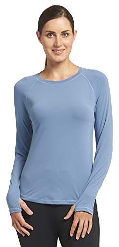 Solbari UPF 50+ Women's Sun Protection Long Sleeve Rashguard Aqua Sport Collection - Medium - Dusk Blue - UV Protection, Sun Protective