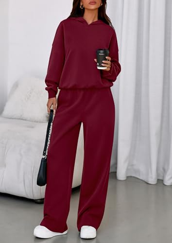 Image of PRETTYGARDEN Womens Sweatsuits 2 Piece Set 2026 Casual Winter Long Sleeve Hoodie Loose Wide Leg Sweatpants Fall Tracksuit