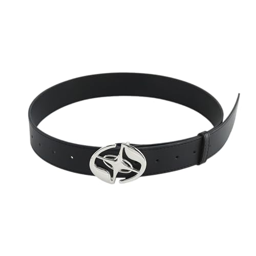 Simple Adult Waist Belt With Adjustable Unique Metal Buckle Waistband PU Waist Belts For Rock Fan Wear