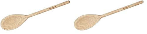 Fackelmann - Cuillère de cuisine pour remuer, mélanger ou tester le goût, en bois de hêtre, couleur naturelle, 25 x 4,5 cm, 1pc (Lot de 2)