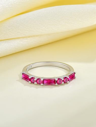 925 Sterling Silver Stackable Rings for Women, Square Round Birthstone Eternity Stacking Ring Band Jewelry Gifts for Her4