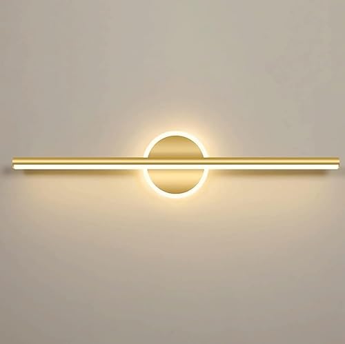 Luz de tocador de baño LED con aplique dorado antiniebla y alta nitidez