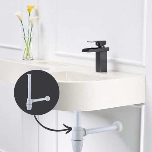Image of ELONA ABS Bottle Trap for Washbasins | Matte Finish Bottle Trap with Wall Flange and 12 Inches Pipe