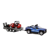 Kids Globe SUV with Trailer + Excavator (Light + Sound, Off-Road Vehicle with Pull Motor, Toy Made of Plastic, Doors can be Open) 510207, Multicoloured