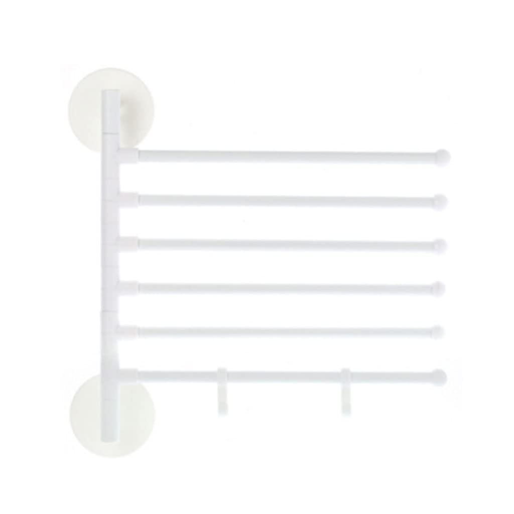 FGXHHS Towel Rail Shelf Bathroom Swivel Bar Hanger Swing Rack With Hook Self-adhesive Wall-Mounted Holder Bath Storage (Blue : B-white, Size 6 Bars)