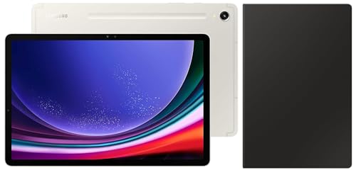 Image of Samsung Galaxy Tab S9 Ultra 36.99 cm (14.6 inch) Dynamic AMOLED 2X Display, RAM 12 GB, ROM 512 GB Expandable, S Pen in-Box, Wi-Fi Tablet, Beige with S9 Ultra Book Cover Keyboard, Black