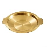 MeevrgR Padella wok in acciaio inox, 24 cm, fondo piatto, per fornelli a gas ed elettrici, pentole leggere per friggere in padella (24 cm, oro)