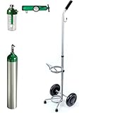 Carrito de soporte para tanque de oxígeno con ruedas, estante de almacenamiento portátil de cilindro de oxígeno, andador antivuelco para uso médico