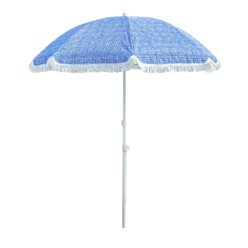 Sombrilla redonda de jardín de 180 cm con flecos y protección UV para terraza