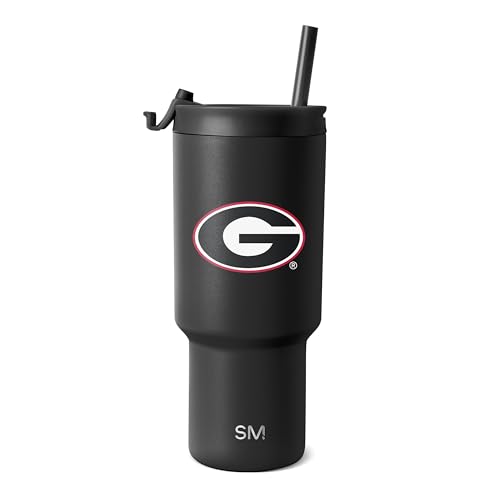 Simple Modern Officially Licensed Collegiate Georgia Bulldogs 30 oz Tumbler with Flip Lid and Straws | Insulated Cup Stainless Steel | Gifts for Men Women | Trek Collection | University of Georgia