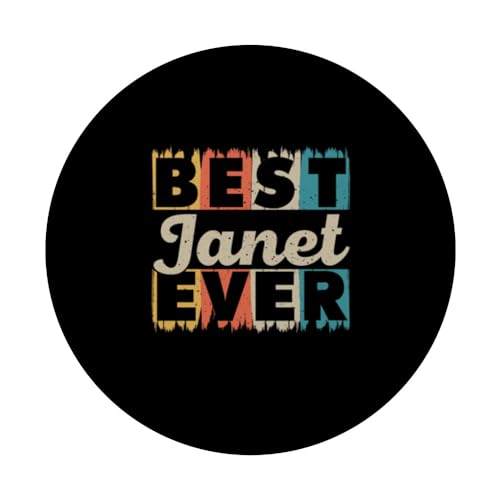 Funny Retro Personalized Name Best Janet Ever PopSockets Swappable PopGrip, Black - Image 3