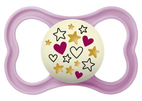 MAM Chupete con Escudo Ventilado, Brilla en la Oscuridad, a Partir de 6 Meses, Tetina Extra Delgada y Flexible de Fácil Aceptación, con Caja Autoesterilizadora, MAM Supreme, Rosa Mate, Pack 1ud