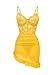 Foxiny Sexy Corset Bodycon Ruffle Sheer Underwire Mesh Lace Floral Outfits Babydoll Lingerie Set Dress with Thong 2 Piece Women Push Up Negligee Nighty Gown Yellow Medium