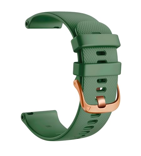 SDUTIO 18mm 20mm 22mm Quick Release Rubber watch band-Sturdy Silicone wristband with Rose Gold Stainless Steel Buckle 22mm Army Green