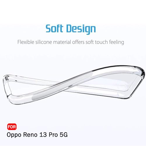 Image of TheGiftKart Back Cover Soft Case for Oppo Reno 13 Pro 5G | Best Camera Protection | Inbuilt Dust Plugs & Anti-Slip Grip | Ultra Clear Slim Case Cover for Oppo Reno13 Pro 5G (Silicone, Transparent)
