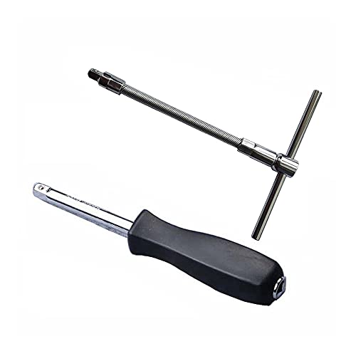Panshiyon 1/4" Drive Spinner Handle With 1/4" Drive Sliding T-Handle And 1/4" Drive Flexible Socket Extension Bar Set(3Pcs) #TOP3