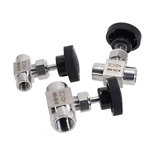 Válvula de aguja de acero inoxidable de 1/8" con rosca interna hembra igual para gas y aceite 4