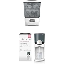 Bundle of Baby Brezza Bottle Sterilizer and Dryer Advanced Largest Capacity Steam Sanitizer + Instant Baby Bottle Maker, Warm Water Dispenser