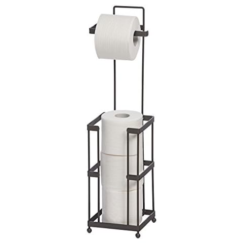 Mango Steam Floor Free Standing Toilet/Tissue Paper Holder Stand with Roll Storage - Taupe Cover