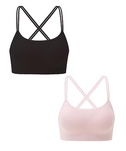 YACCA Girls Training Bra-Racerback Sports Seamless with Removable Mini-A Cup Pad…