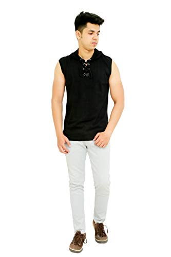 Image of Solid Men Hooded Neck Grey T-Shirt