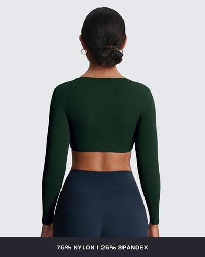 Image of Aoxjox Sienna Twist Deep V Training Women's Long Sleeve Crop Top
