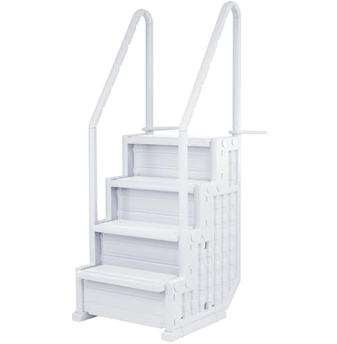 Aqua Select Everest in Pool Steps | White | for Above Ground Swimming Pools | Mount to Decks 48 to 54 Inches | Safety Stairs Capacity Up to 350 Pounds