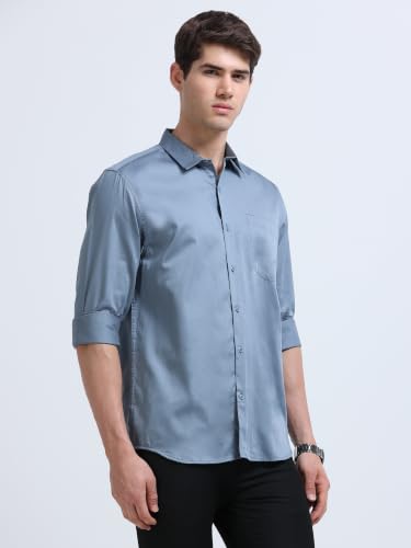 Image of Miraan Men's Satin Long Sleeve Casual Shirt (GASATIN)