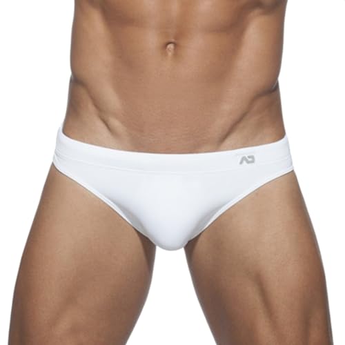 Foweknow Bañador para hombre sexy bañador bañador pantalones cortos ajustados de cintura baja tanga bikini color sólido verano ocio calzoncillos verano piscina playa pantalones cortos, Blanco, L