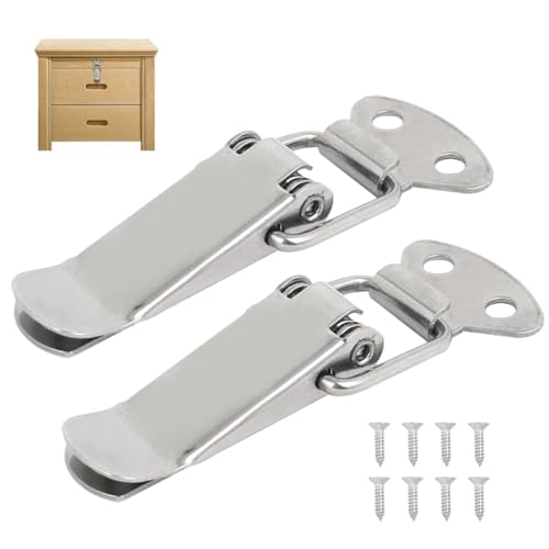 LAJUP Tool Box Hooks Clasps, 2 Pcs Spring Clip, 72 mm Lever Latch, Tool Box Hooks Clasps, Lever Lock Clasp, with 8 Screws LAJUP Tool Box Hooks Clasps, 2 Pcs Spring Clip, 72 mm Lever Latch, Tool Box Hooks Clasps, Lever Lock Clasp, with 8 Screws