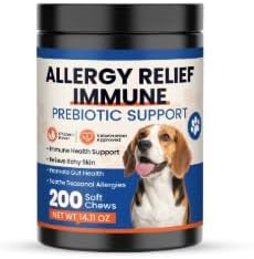Dog Allergy Chews 200 Ct - Itch Relief for Dogs Immune Support with Colostrum Probiotics & Omega 3 - Seasonal Allergies Anti-Itch Skin & Coat Supplement, Itchy Skin & Paw Relief Bites - Chicken Flavor