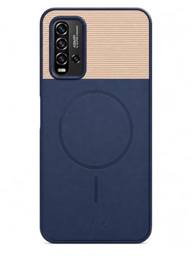 Image of Bintage Mac Safe Design Hard Slim Back Case | Soft Border Camera Protect | Dual PU Leather Finish Back Cover Compatible for Mi Redmi 9 Power 4G - Royal Blue