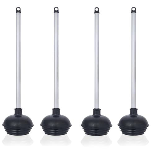 Image of NEIKO 60190A Toilet Plungers, 4 Pack, Patented All-Angle Design, Heavy Duty, Aluminum Handle, Residential, Commercial, and Industrial Building Sanitation Use