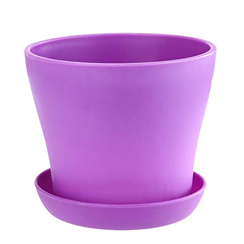 Blumentopf aus Kunststoff,Colorful Blumentöpfe Blumenvase Übertopf Pflanzkübel Pflanztöpfe Pflanzentopf Kräutertopf für Innen Außen Pflanze, 10 x 8.5 x 7 cm (Lila)