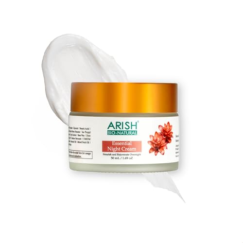 Image of ARISH BIO-NATURAL Essential Night Cream with Almond Oil, Ginseng & Sandalwood | Overnight Hydration & Skin Repair | Restores Glow While You Sleep | 50ml