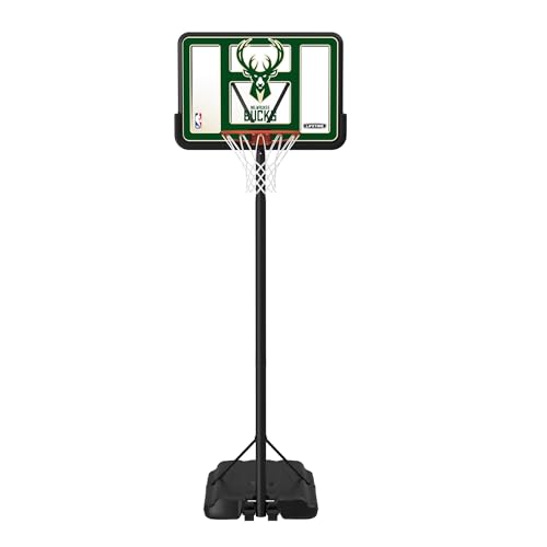 Image of Lifetime NBA Milwaukee Bucks Portable Basketball Hoop, Adjustable Height 7.5-10 Ft, 44 Inch Shatterproof Fusion Backboard, Base with Wheels