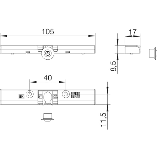 WINKHAUS Balkontürschnapper BK, Montage am Rahmenfalz, INTERNOVA/KBE/ROPLASTO