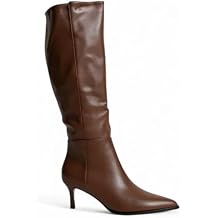 Women Fashion Pointed-Toe w/Side Zipper Knee-High Kitten Heel Boots