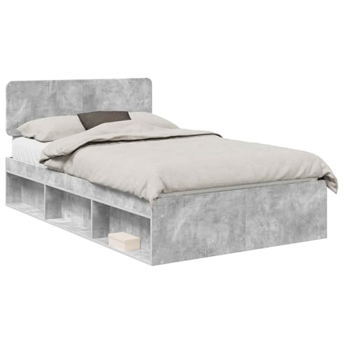 Genérico Estructura de Cama Concreto 120 x 190 cm Madera de Pino Macizo,Mobiliario,Camas y Accesorios,Camas y somieres-3412108