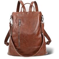 Cocururu Women's PU Leather Anti-theft Casual Backpack (Small, Tortoiseshell Brown)